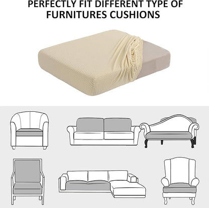 Water Repellent Sofa Cushion Slipcovers, Stretch Spandex 3 Seats Sette Cushion Protector Slipcovers Couch Covers for Loveseat Cushion Couch (Large, Ivory)