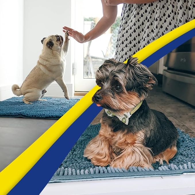 Muddy Mat® | Super Absorbent Door Mat Indoor, Microfiber Quick Dry Chenille Entryway Rug, Non-Slip Front Door Mat, Indoor Mats for Entryway, Machine Washable Pet Rug, Atlantic Blue 36"x60"