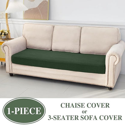 Couch Cushion Cover Chaise Lounge Cover Washable Separate Seat Chaise Couch Cover Stretch Sectional Sofa Slipcover(1 Piece for Chaise or Sofa 3-Seater, Green)