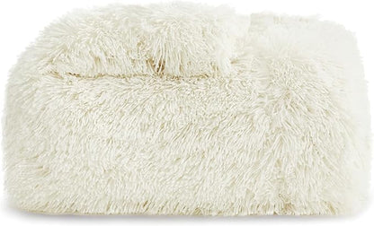 Bedsure GentleSoft Fluffy Cream Throw Blanket Decorative Blankets for Bed Couch Sofa, Cream Decor Sherpa Fleece Soft Cozy Fuzzy Plush Thick Warm Faux Fur Decorations, Ivory Girl Gifts, 50x60