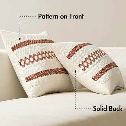 MIULEE Set of 2 Rust Decorative Pillow Covers 20x20 Inch Farmhouse Rustic Boho Couch Throw Pillows Modern Cotton Cushion Covers Retro Cute Macrame Woven Home Decor for Bed Sofa Chair