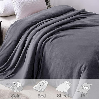 Exclusivo Mezcla Fleece Dark Grey Throw Blanket for Couch, Sofa, Super Soft and Warm Blankets, All Season, Cozy, Plush, Lightweight, 50x60 Inches