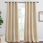 NICETOWN Bedroom Room Darkening Curtains, Biscotti Beige, 1 Pair, 55 inches by 120 Inch, Triple Weave Microfiber Grommet Top Thermal Insulated Solid Darkening Panels/Drapes for Kid's Room