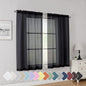 Simplebrand Rod Pocket Top Solid Voile Sheer Curtains for Bedroom, 54 Inch Length Drapes Set of 2, Lightweight and Light Filtering Elegant Black Curtains Panels Window Treatment, 42W×54L, Black