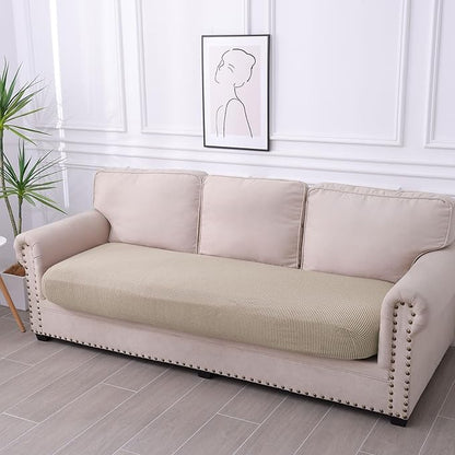 hyha Waterproof Couch Cushion Covers for Pets, Non Slip Sofa Seat Cover for Dogs Washable, Soft Thick Polyester,Spandex Fabric, Sofa Slipcovers with Bottom (1 Piece for Large, Taupe)