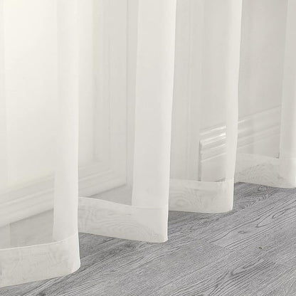 OWENIE Extra Long Sheer Curtains 120 Inches Long, Sheer Curtain, Voile Rod Pocket Panels for Bedroom and Living Room (42 x 120 inches Long, Set of 2, Ivory)