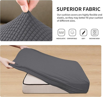 Easy-Going Stretch 4 Pieces Couch Cushion Covers for Sectional Sofa Left/Right L Shape Chaise Lounge Sofa Seat slipcover Anti-Slip Sofa Cover Soft (3 Seater + 1 Chaise, Grey)