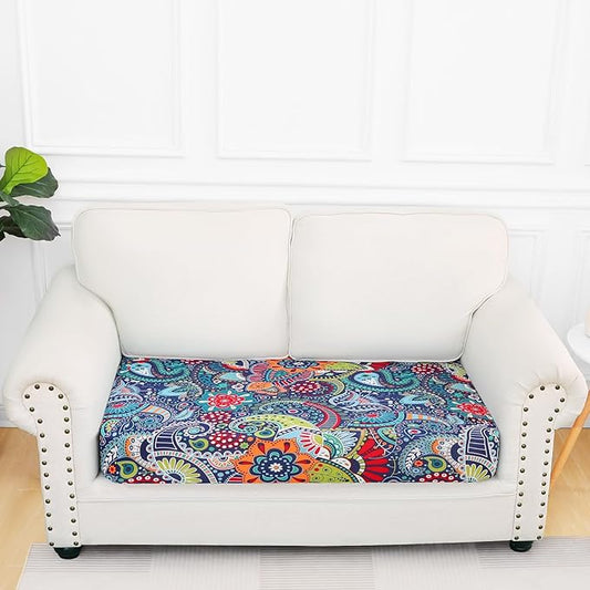 Smiry Printed Couch Cushion Covers, Stretch Soft Couch Covers for Sofa, Washable Non-Slip Sofa Slipcover Furniture Protector for Indoor and Outdoor (Medium, Blue Green)