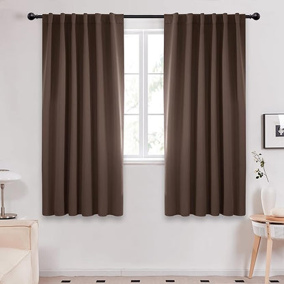 Deconovo Blackout Curtains, Thermal Insulated, W52 x L72 2 Panels, Back Tab, Machine Washable, Room-Darkening Drapes for Bedroom/Living Room Brown