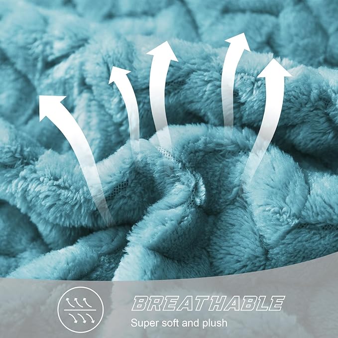 Exclusivo Mezcla Fleece Throw Blanket for Couch and Bed, 50x70 Inches Soft Cozy Jacquard Flannel Blankets, Lightweight Fuzzy Plush Warm Throws for Women, Slate Blue