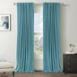 100% Blackout Shield Linen Blackout Curtains for Bedroom 84 Inches Long, Back Tab/Rod Pocket Living Room Drapes, Thermal Insulated Blackout Curtains 2 Panels Set, 50" W x 84" L, Dark Cyan