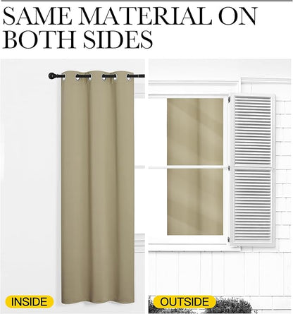 NICETOWN Thermal Insulated Grommet Room Darkening Curtains/Draperies/Panels for Bedroom (Cocoa Eggnog, 2 Panels, W42 x L63 inches)