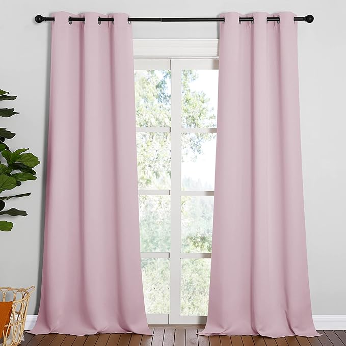 NICETOWN Room Darkening Drapes for Nursery - Light Blocking Curtain Panels for Bedroom Girl Room, Soft Fabric Window Treatment (Lavender Pink, 42 inches Width by 95 inches Length, 1 Pair)