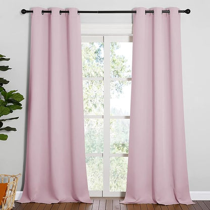 NICETOWN Room Darkening Drapes for Nursery - Light Blocking Curtain Panels for Bedroom Girl Room, Soft Fabric Window Treatment (Lavender Pink, 42 inches Width by 95 inches Length, 1 Pair)