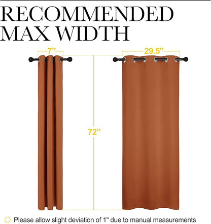 NICETOWN Blackout Curtain Panels for Girls Room, Nursery Essential Thermal Insulated Solid Grommet Top Blackout Drapes (Burnt Orange, 1 Pair, 34 x 72 inches)