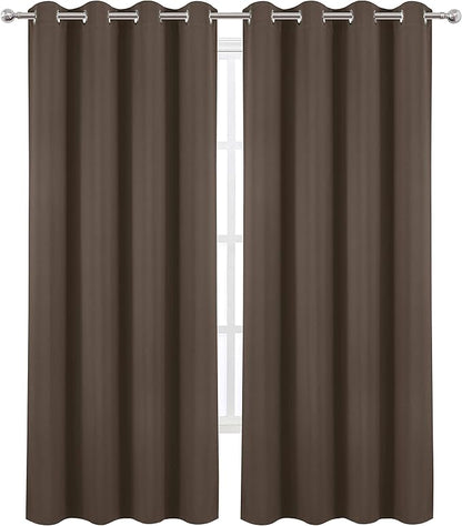 LEMOMO Chocolate Brown Thermal Blackout Curtains/52 x 95 Inch/Set of 2 Panels Room Darkening Curtains for Bedroom