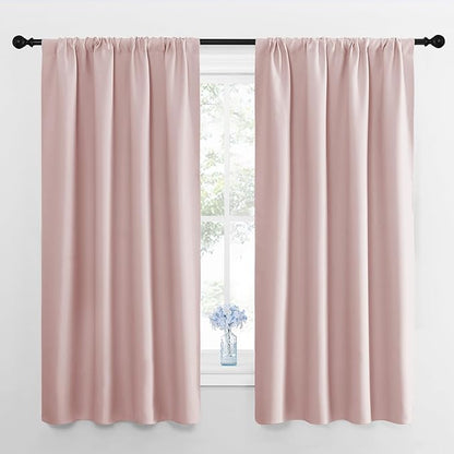 NICETOWN Blackout Curtains for Living Room, Blush Pink, 2 Panels, 42 by 63, Darkening Window Curtain Panels, Easy-Care Solid Thermal Insulated Draperies/Drapes for Daughter Room