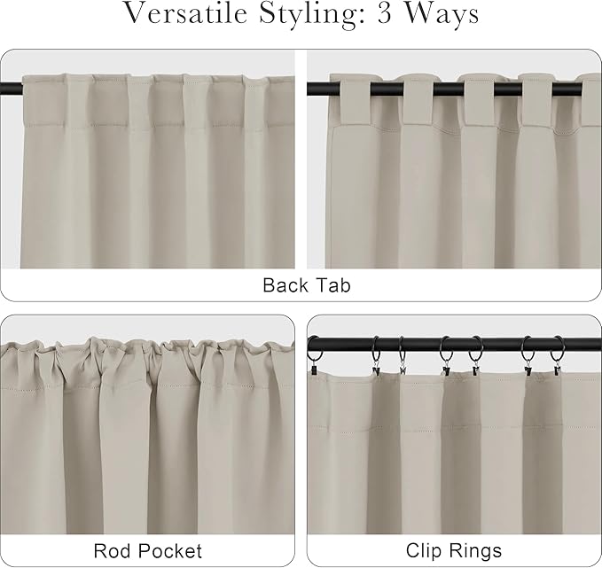 PONY DANCE Blackout Short Cafe Curtains, Privacy Light Block Small Window Curtains for Bedroom Kitchen Basement Dining Classroom, W 42 x L 30 inches, Cream, 2 Panels