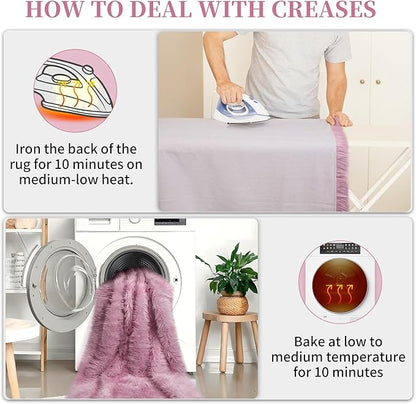 Faux Fur Rug for Bedroom, Fluffy Runner Rugs Soft Sheepskin Rug Sofa Couch Seat Cushion, 2x6ft Light Purple Plush Area Rug Shag Rugs Floor Carpets for Nursery Bedside, Shaggy Fuzzy Home Decor
