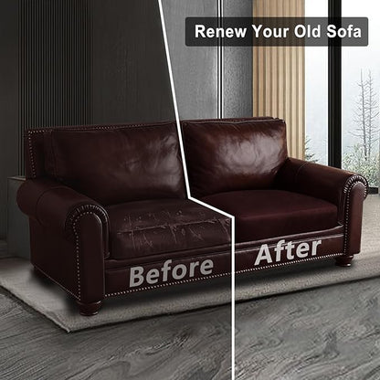 Leather Look Couch Cushion Covers Sofa Seat Slipcovers Sets Couches Furniture Protector for Sectional Armchair Loveseat Pets Kids Stretch Spandex Fabric (2 Cushion Loveseat, Burgundy)