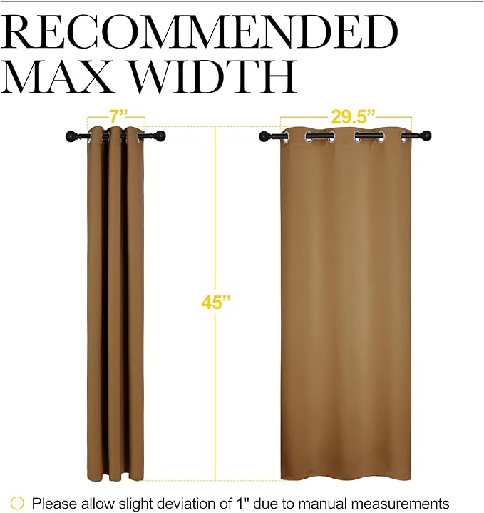 NICETOWN Sleek Blackout Curtains 45 inches Length for Small Windows, Noise Reducing and Block Draft Panels for Door Doorway Laundry Office Luxury Decor Theme (2 Panels, Gold Brown, W34 x L45 -Inch)