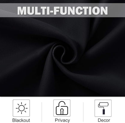 NICETOWN Black Small Window Curtains - Thermal Insulated Home Decor Blackout Grommet Halloween Curtains Drapes for Cafe, Kitchen, Laundry (42W by 36L 1.2 inches Header, Black, 2 Pieces)