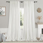 Linen Light Filtering Curtains 96 Inches Long 2 Panels Long Ivory Semi Sheer Linen Blended Window Curtains Back Tab Pocket Natural Off White Rustic Farmhouse Drapes for Living Room Bedroom 52X96