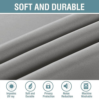 H.VERSAILTEX Blackout Room Darkening Thermal Insulated Grommet Window Curtains Drapes Draperies for Living Room/Bedroom, Energy Saving Curtains for Patio Door, Dove Gray, 1 Panel, 52" W x 96" L