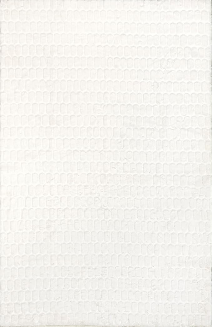 Nuloom Nia White/Ivory, 5' x 8', Cozy Shag, Fluffy and Soft, High Traffic, Stain Resistant, Easy Clean, Durable Machine Washable Area Rug for Bedroom, Living Room, Dining, Den, Foyer, Entryway