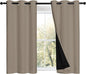 NICETOWN 100% Blackout Short Curtains with Black Liners, 2 Panels, 37" W by 40" L, Taupe, Solid Thermal Insulated Full Blackout 2-Layer Lined Drapes, Energy Efficiency Window Draperies for Bedroom