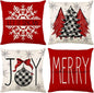 ONFAON Christmas Decorations - Christmas Pillow Covers 18x18 Set of 4,Farmhouse Christmas Throw Pillow Covers Set for Home Bedroom Sofa Couch
