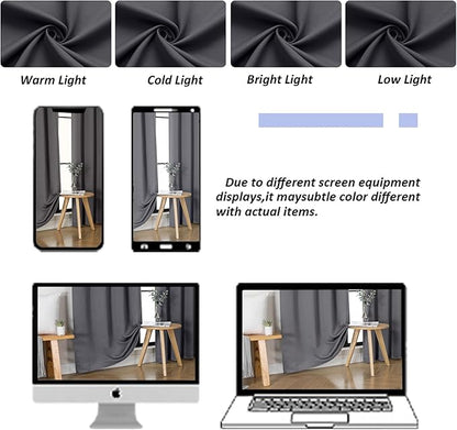 Simplebrand Ava Grey Short 24 Inches Blackout Curtain 2 Panels Set, Half Window Rod Pocket Privacy Curtain Tiers for Kitchen, Curtains Blackout for Bathroom Shades, W30 x L24 Inch, Grey