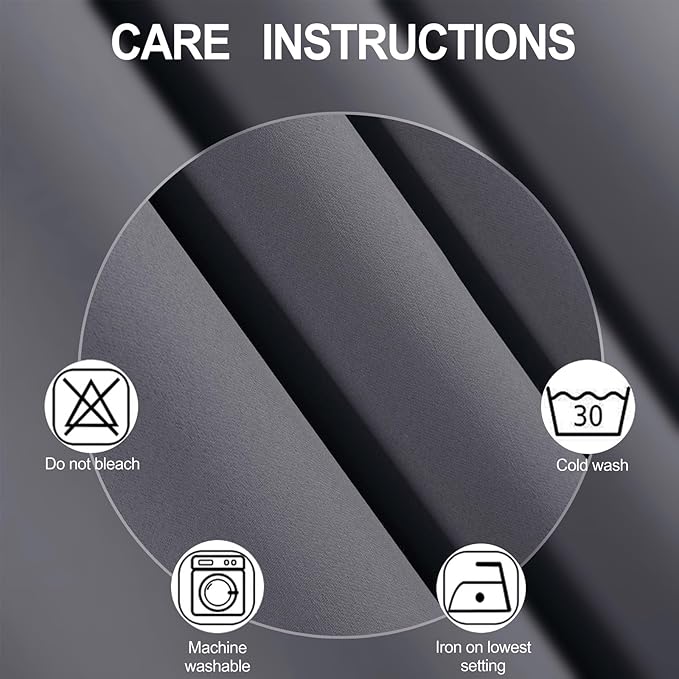 LEMOMO Blackout Curtains 66 x 54 Inch Long Grey Curtains Set of 2 Panels Room Darkening Curtains for Bedroom and Living Room