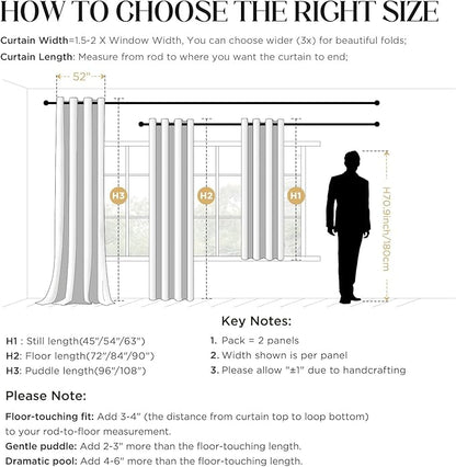 CUCRAF Royal Blue Blackout Curtains 45 inch Length 2 Panels Set, Rod Pocket Room Darkening Drapes for Bedroom Living Room, Insulated Thermal Light Blocking Window Curtain (W52 x L45 Inch)