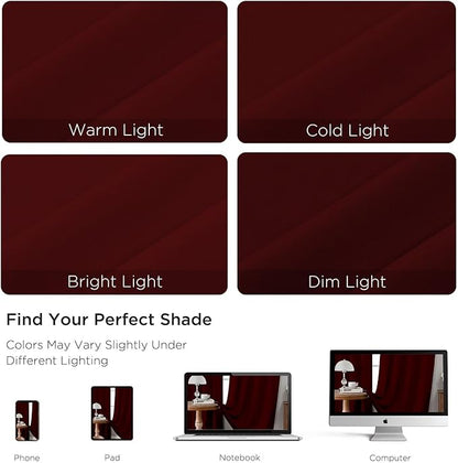 CUCRAF Burgundy Red Blackout Curtains 54 inch Length 2 Panels Set, Rod Pocket Room Darkening Drapes for Bedroom Living Room, Insulated Thermal Light Blocking Window Curtain (W52 x L54 Inch)