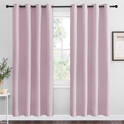 NICETOWN Baby Pink Blackout Curtains 78 inches Length for Living Room, 2 Panels, 55" Wide, Thermal Insulated Decoration Drapes for Bedroom Window