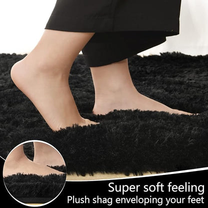 LOCHAS Ultra Soft Indoor Modern Area Rugs Fluffy Living Room Carpets for Children Bedroom Home Decor Nursery Rug 2x8 Feet, Black