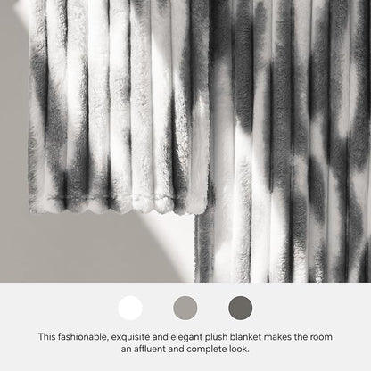BEDELITE Twin Blanket for Couch & Bed, 300GSM Soft & Warm Fleece Blanket, Decorative and Giftable Striped Tie-dye Grey Blankets for Women, Men, 60"x80"
