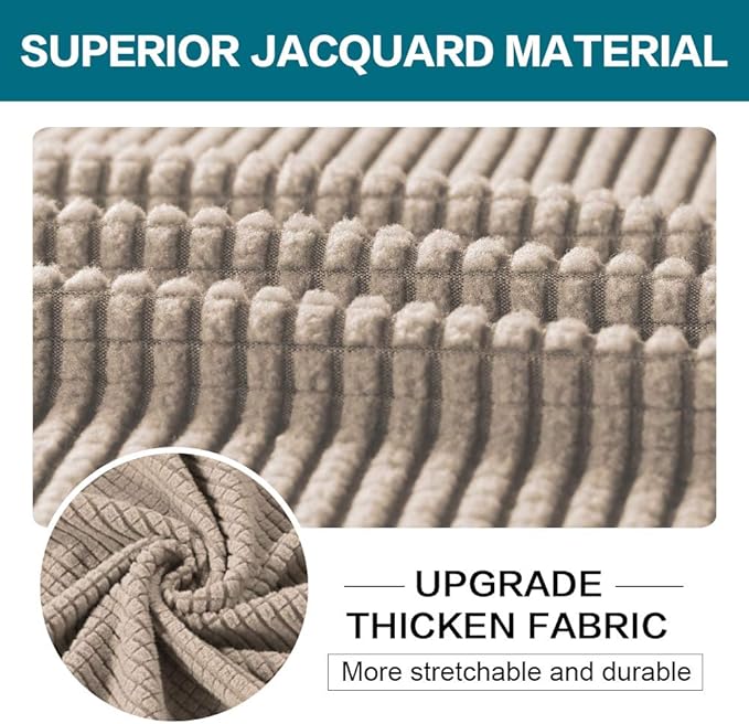 Turquoize 2 Piece Chair Covers Chair Slipcovers for Living Room Armchair Couch Cover Chair Sofa Cover with Individual Cushion Covers Furniture Cover for Chairs Feature Jacquard Fabric (Chair, Sand)