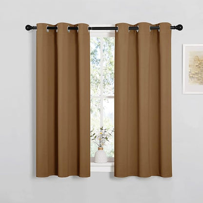 NICETOWN Sleek Blackout Curtains 84 inches Length for Windows, Noise Reducing and Block Draft Panels for Door Doorway Laundry Office Luxury Decor Theme (2 Panels, Gold Brown, W34 x L84 -Inch)