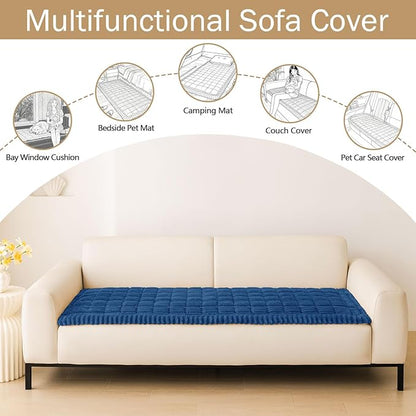 hyha Couch Covers for Dogs Washable, Non Slip Plush Dog Sofa Protectors, Fuzzy Pet Couch Covers for 3 Cushion Sofa Pet Friendly (Navy Blue, 27.6" x 59")