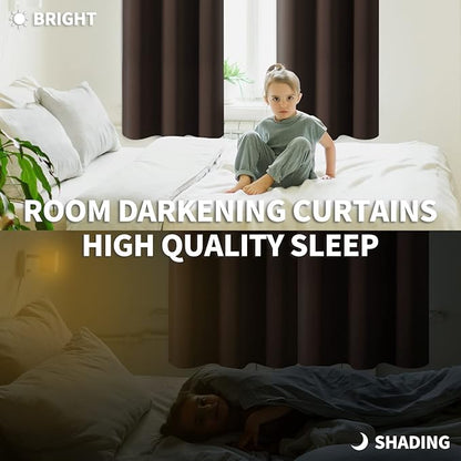 BGment Blackout Curtains for Living Room - Grommet Thermal Insulated Room Darkening Curtains for Bedroom, Set of 2 Panels (52 x 84 Inch, Brown)