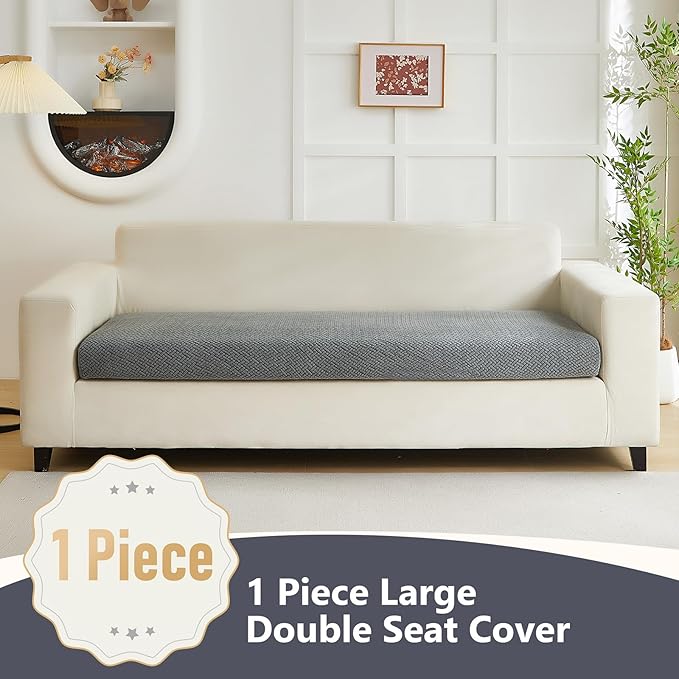 Couch Cushion Covers for Sofa Couch Covers Wear-Resistant Universal Sofa Cover Washable Stretch for Sectional Slipcovers (Texture-Gray,Large Double Seat Cover)