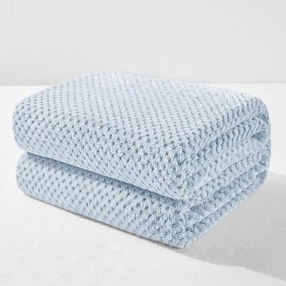 Exclusivo Mezcla Fleece Bed Blanket King Size, Super Soft and Warm Blankets for Couch, Sofa and Bed Waffle Textured, Cozy, Fuzzy and Lightweight (Heather Slate Blue, 90x104 Inches)