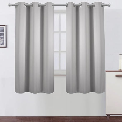 LEMOMO Light Grey Blackout Curtains 42 x 63 Inch Length/Set of 2 Curtain Panels/Thermal Insulated Room Darkening Blackout Curtains for Bedroom