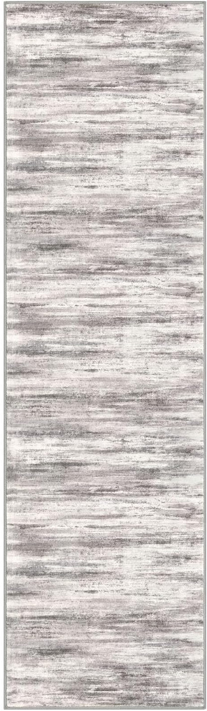 KOZYFLY 3x10 Ft Rug Modern Ombre Runner Rug for Hallway, Washable Kitchen Rugs Non-Slip Soft Striped Entryway Rug, Print Grey/Light Beige/Brown Abstract Carpet for Laundry Nursery