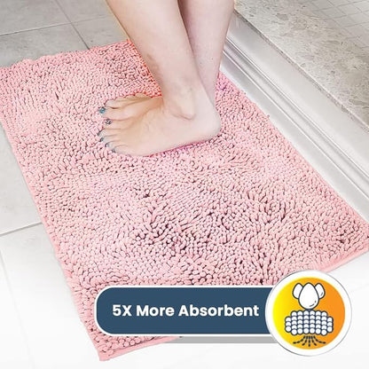 Muddy Mat® | Super Absorbent Door Mat Indoor, Microfiber Quick Dry Chenille Entryway Rug, Non-Slip Front Door Mat, Indoor Mats for Entryway, Machine Washable Pet Rug, Pink 48"x72"