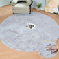 ORINOVA Washable Furry 5ft Round Area Rugs for Living Room Bedroom Light Grey Circle Faux Rabbit Shaggy Fur Rug Teen Room Décor