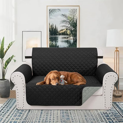Reversible Loveseat Sofa Covers Couch Cover Furniture Protector(Loveseat Small,Black/Grey)