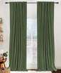 100% Blackout Shield Linen Blackout Curtains for Bedroom 72 Inches Long, Back Tab/Rod Pocket Living Room Drapes, Thermal Insulated Blackout Curtains 2 Panels Set, 50" W x 72" L, Moss Green
